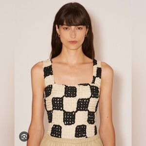 NWT NANUSHKA CADAO - Dribbled ribbon tank creme/beige & black